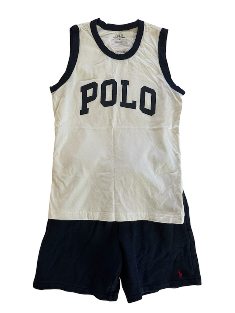 Polo Sleeveless Tank and Navy Shorts Set
